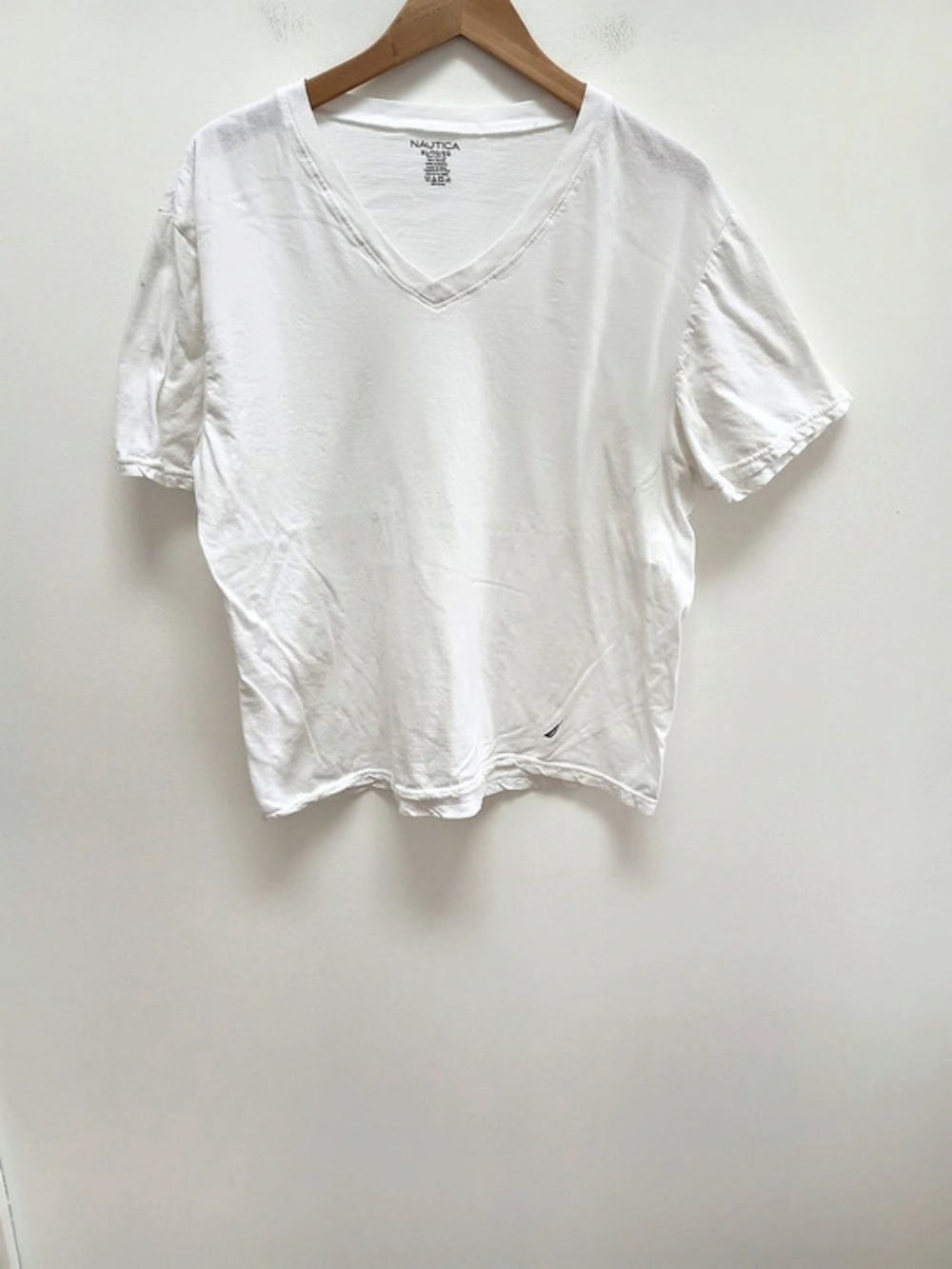 Nautica Men's White Cotton V-Neck Tee Size XL